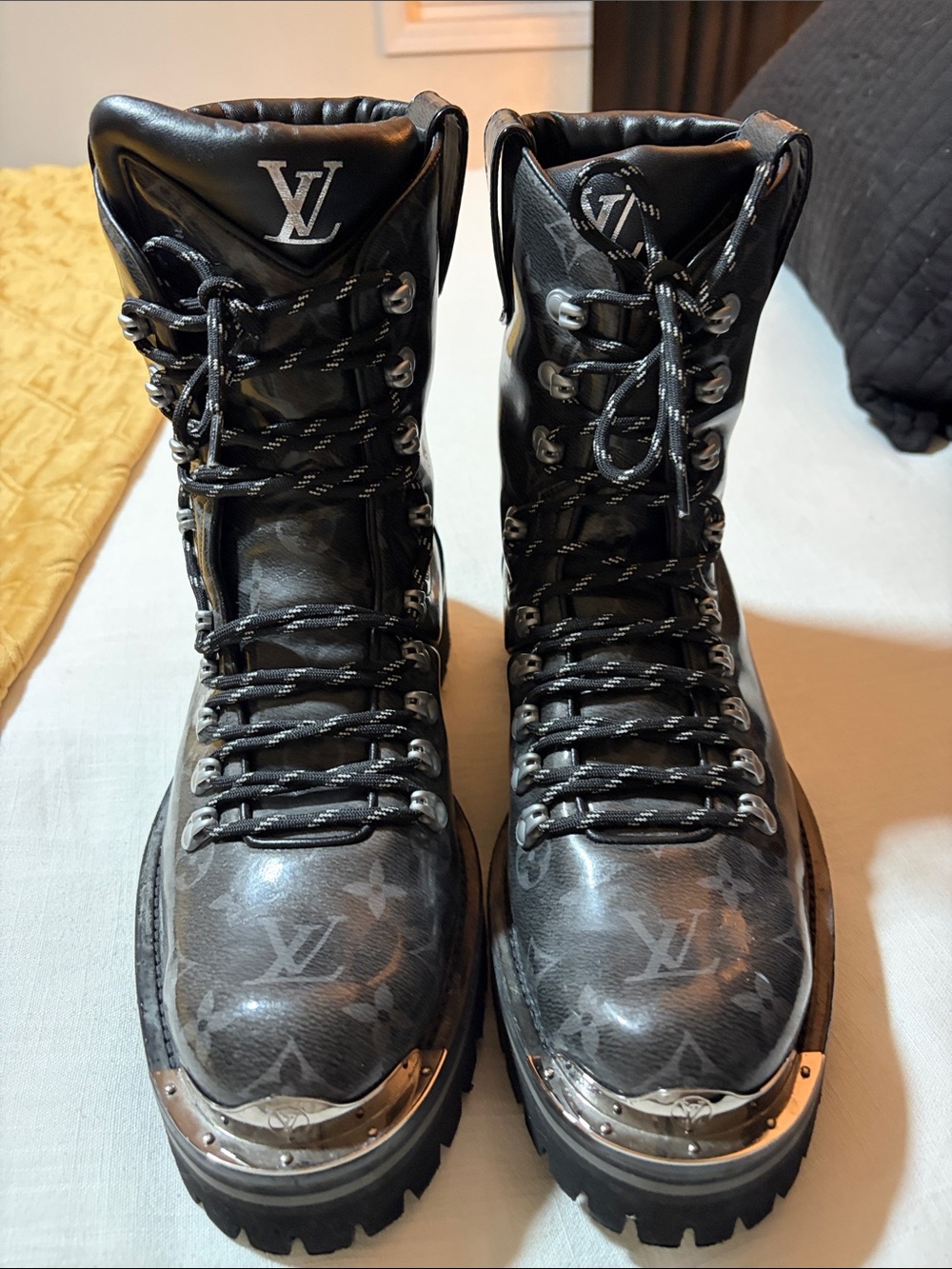 Louis Vuitton Black Monogram Alpine Lace-Up Boots - Picture 9 of 12